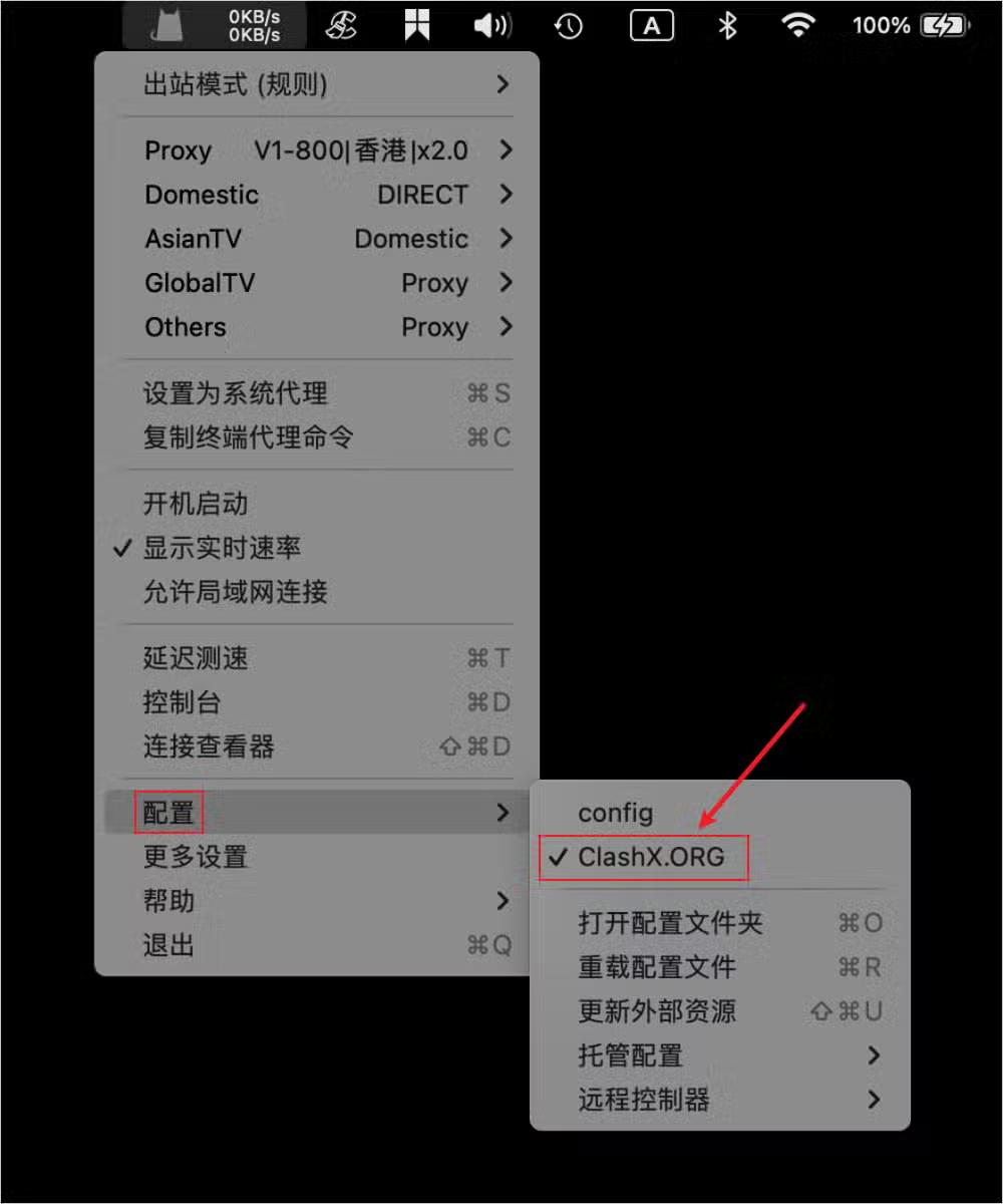 ClashX Pro の管理対象設定一覧